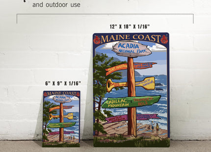 Lantern Press Acadia National Park, Maine, Destinations Sign, 12x18 Inch Aluminum Sign, Indoor or Outdoor Use