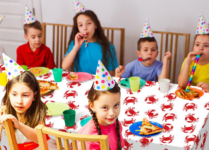 Hauwellter 6 Pack Crab Boil Party Tablecloth, Plastic Disposable Crab Table Cover Rectangle Table Cloth for Summer Birthday Seafood Boil Party Supplies Dining Kitchen Centerpiece, 108x54 Inch