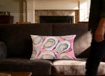 awdschkj Pink Coastal Beach Oyster Pillow Covers 12x20, Preppy Beach Room Decor, Coastal Marine Ocean Shell Decorative Lumbar Throw Pillow Covers for Home Bedroom Living Room
