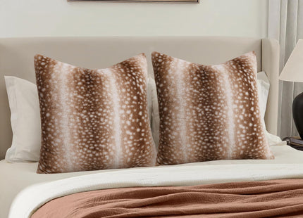 cygnus Faux Fur Deer Print Pillow Covers 18x18 Christmas Deer Decor