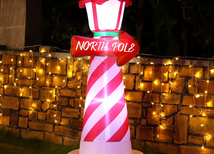 Juegoal 6 FT Christmas Inflatables Outdoor Decorations, Inflatable Xmas Lighthouse, Lighted Blow Up North Pole Sign with Built in LED Lights, Light Up Holiday Winter Lawn Yard Garden Decor