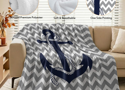 Jekeno Nautical Anchor Blanket Ocean Throw Gifts 50"x60"