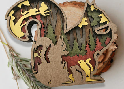Laozai Cabin Decor Wooden Squirrel Wall Art
