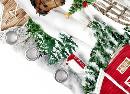 Christmas Horse Shower Curtain Winter Barn Xmas Tree Fence Pine 72x72 IN