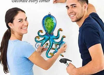 JOYBEE HOME&GARDEN Octopus Wall art Decor-Outdoor Indoor Coastal Hanging Art-Ocean Theme Decor for Patio Backyard Yard Fence pool Bathroom Living room-Costal Decorations(BLUE)