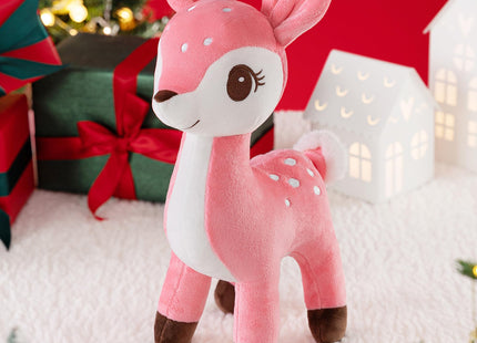 Lazada Christmas Plush Deer Stuffed Animal Pink Deer Plush Toy Baby Toys for Plump Tail 10 Inches Pink