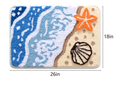 QJHOMO Beach Theme Bathroom Rug Beach Colorful Coastal Bath Mat 18 x 26 in