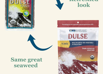 Maine Coast Sea Vegetables Organic Dulse Flakes | Seaweed Snacks | Rich in Iodine, Protein & Minerals | Harvested from North Atlantic | Great for Salads, Soup & Smoothies | 4 oz (Pack of 2)