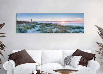 Beach Wall Art Coastal Wall Decor Sunset Lighthouse Landscape Canvas Prints Modern Horizontal Ocean Scenery Pictures Nature Seascape Painting Artwork for Living Room Bedroom Home Decoration 14x48"