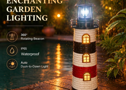 Garden Statues 23" Coastal Solar Lighthouse Garden Decor Gardening Gift