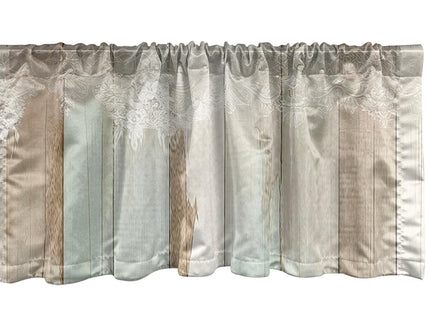 Ambesonne Landscape Window Valance Pack of 2, Winter Woods Theme Pattern of Deer Heads with Antlers and Fir Trees, Rod Pocket Curtain Valances for Kitchen Bedroom, 54" X 12", White Sepia Dark Taupe