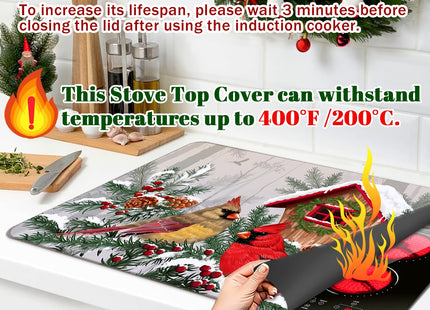 Christmas Stove Top Cover for Electric Stove 28 "x 20 ", Xmas Cardinal Bird Heat Resistant Glass Top Stove Cover Protector, Glass Cooktop Covers, Kitchen Flat Electric Stove Top Covers