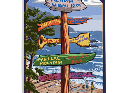 Lantern Press Acadia National Park, Maine, Destinations Sign, 12x18 Inch Aluminum Sign, Indoor or Outdoor Use