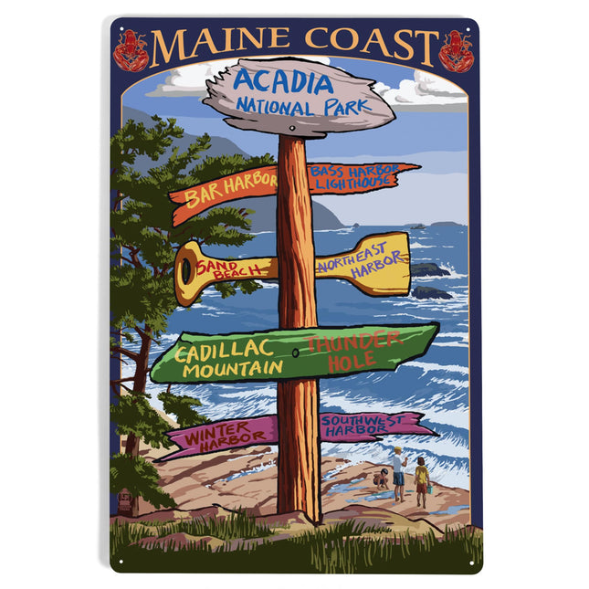 Lantern Press Acadia National Park, Maine, Destinations Sign, 12x18 Inch Aluminum Sign, Indoor or Outdoor Use