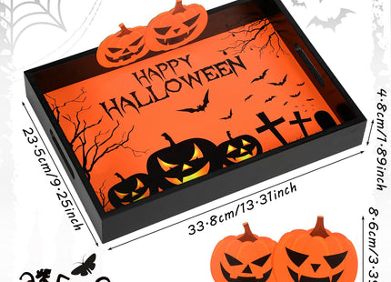 Huwena Halloween Serving Tray with Handles, Decorative, Pumpkin Platters