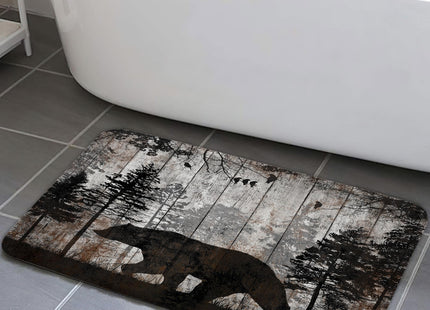 Wathon Moose in Pine Forest Bath Mat