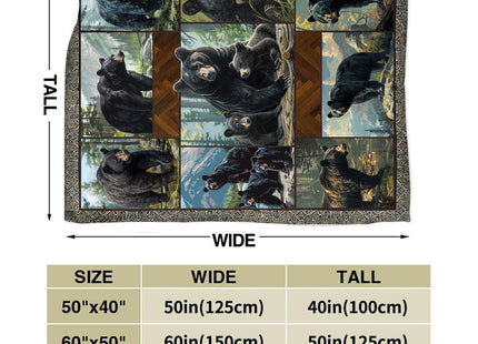 Black Bear Blanket Wild Animal Throw Stuff Gifts for Women Girl 50"X40"