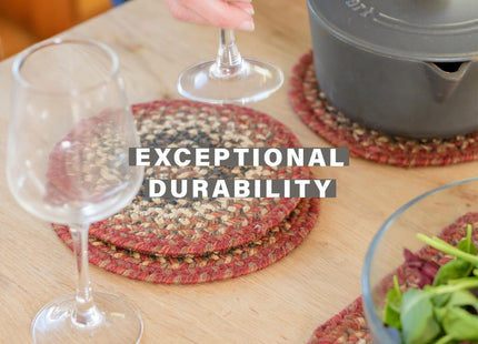 Homespice Chester Braided Placemats for Cabin Decor, Round 15" Set of 6