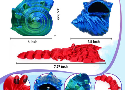 SHUWND 3D Printed Hermit Crab,3D Printed Dynamic Animals Toy,Full Articulated Flexible Crystal Hermit Crab Fidget Toys,Adults Fidget Toys for Autism ADHD,Home Office Decor (Blue Green)