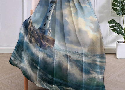 Lighthouse Blanket Gifts for Adults Kids Women Men Soft Warm Lightweight Cozy Plush Nautical Coastal Throw Blankets for Bedroom Living Room Sofa Home Decor 50"x40"