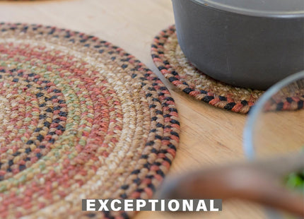 Homespice Gingerbread Jute Braided Placemats, Round 15" Set of 2