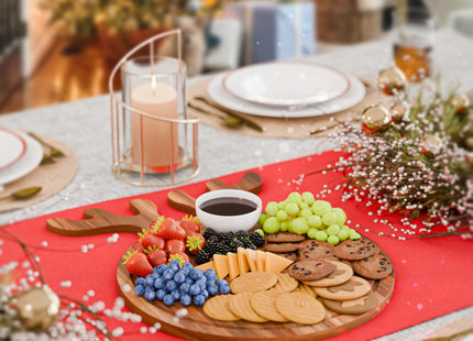 Christmas Charcuterie Board, Reindeer Shaped Acacia Wood, 17x13 In