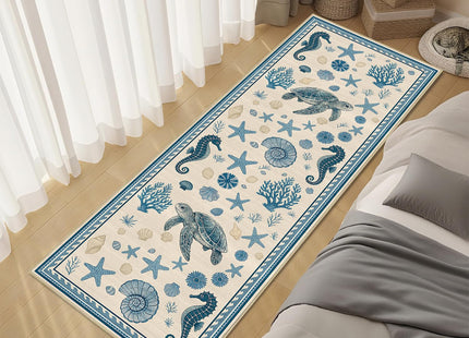 Coastal Nautical 2x6 Runner Rug for Hallway Kitchen Bedroom Beach Theme