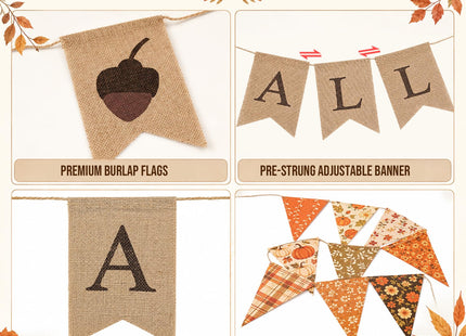 Happy Fall Banner Decorations Set, Pinecone Thanksgiving Garland Decor