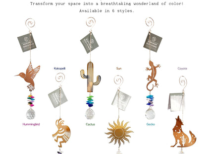 Crystal Hummingbird Prismatic Suncatcher Ornaments, Hanging Copper Metal