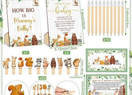 Wonderjune 114 Pcs Woodland Animal Baby Shower Decorations
