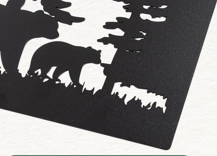 Sanwarm Wall Decor, 3 Pieces, Black Metal, for Home Bear Forest