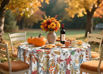60In Fall Tablecloth Maple Leaf Table Cover Waterproof and Wrinkle-Free