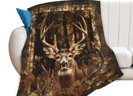 Country Deer Blanket Deer Elk Decor Throw Blanket Gifts for Girls Boys Deer Deer Winter Couch Bedding Super Warm Soft Plush Lightweight Fleece Flannel Blanket for Kids Adults Men Women 50"X40"