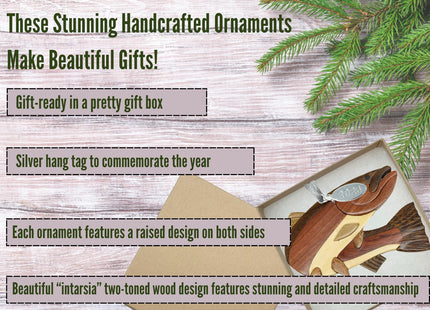 Bird Ornaments - Chickadee Christmas Ornament 2026 Black Capped Chickadee Ornament Two-Tone Wood Christmas Ornament - Intarsia Design - Comes in A Gift Box So It's Ready for Giving