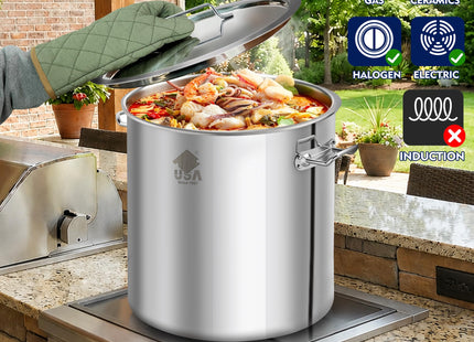ARC 52QT Stainless Steel Stockpot for Crab Seafood Boiler w/Basket, 13Gal