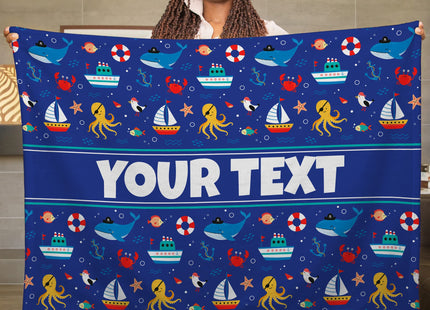 Nautical Kids Throw Blanket - Custom Personalized Fleece, 30x40 in
