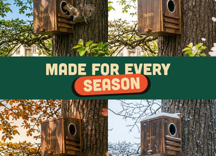 Faunory Squirrel House, Outdoor Wooden Squirrel Nesting Box with Predator Guard, DIY Squirrel Box for Trees, Gardens and Backyards