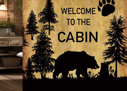 MERCHR Country Style Bear Shower Curtain, Wild Animal Forest Decor Rustic Cabin Shower Curtains Bathroom Waterproof Cloth 71 X 71 Inch, Hooks Included