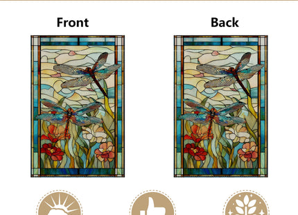 Garden Flags, Dragonfly Garden Flag, Stained Glass Style Dragonfly Floral Flag Double-Sided Flags for Farmhouse Yard Outdoor Decoration-12 x 18inch (Dragonfly)