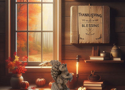 GoGnome Handcrafted Resin Squirrel Figurine on Pinecone - 8'' Woodland Animals Statue for Fall Winter Spring Summer Christmas Decor (Squirrel)