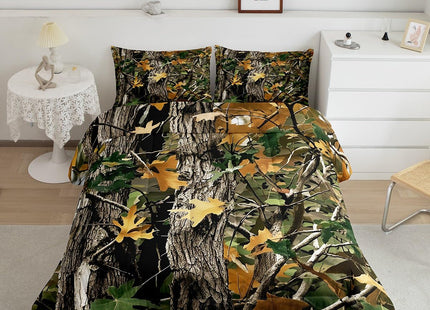 Erosebridal Camo Bedding Set Full Size Cabin Lodge Forest Woods Comforter Set for Teens Adult Men Bedroom, Rustic Farmhouse Bedding Comforter Sets Hunting Tree Camouflage Themed Quilt, Brown Green