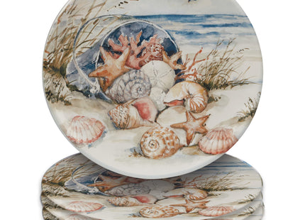 Coastal Landscape 16 Piece Ceramic Dinnerware Set – Service for 4 with Beach-Themed Dinner Plates, Salad Plates, Bowls & Mugs – Ocean-Inspired Tableware for Everyday or Coastal Entertaining