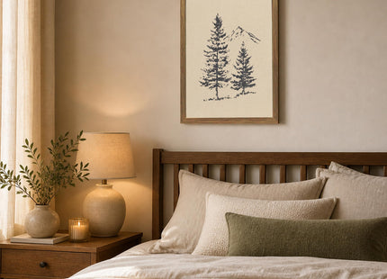 Pine Tree Wall Art Minimalist Mountain Nature Canvas Print Cabin Wall Decor