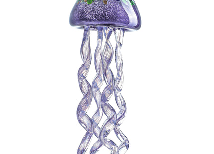 14in Handcrafted Purple Sea Glass Jellyfish Wind Chime Patio Decor