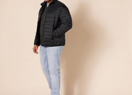 Amazon Essentials Men's Packable Lightweight Water-Resistant Puffer Jacket (Available in Big & Tall), Black, Large