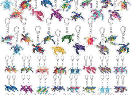 Landical 50 Pcs Acrylic Sea Turtle Keychains, 25 Styles Turtle Party Favors