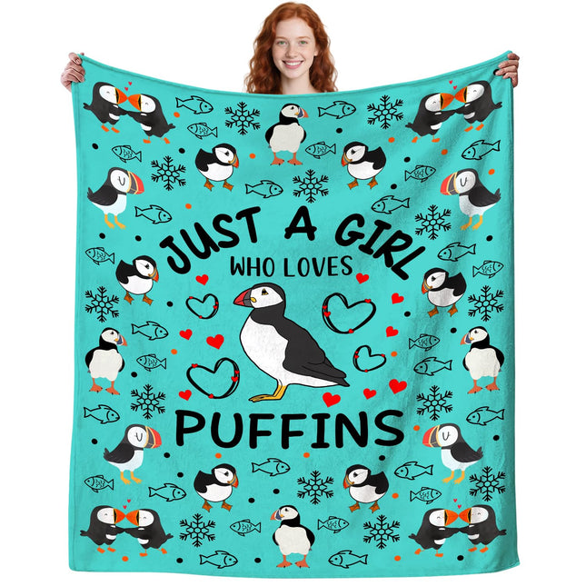 OLCT Puffin Blanket Gifts for Women Girls Kids,Puffins Stuff Bird Throw Blankets,Puffins Themed Gift for Puffin Lovers Adult 50"X40"