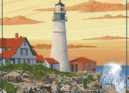 Lantern Press Portland, Maine, Portland Head Light (Absorbent Ceramic Coaster, Single, Cork Back, Kitchen Table Decor)