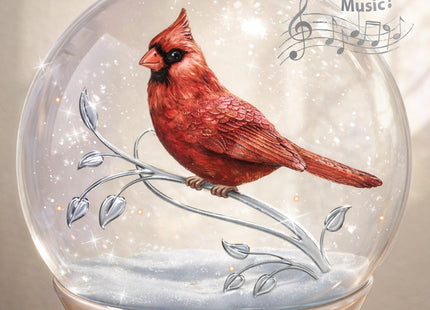 Messenger from Heaven Memorial Cardinal Glitter Globe, Heirloom Porcelain Base, Sculpted Cardinal, Plays 'Always in My Heart'