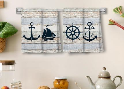 Liosei Nautical Hand Towels for Bathroom - Nautical Beach Dish Hand Towels Bathroom Decor, Coastal Beach Boat Anchor Towel for Kitchen Decor, 16 x 24Inch Set of 4